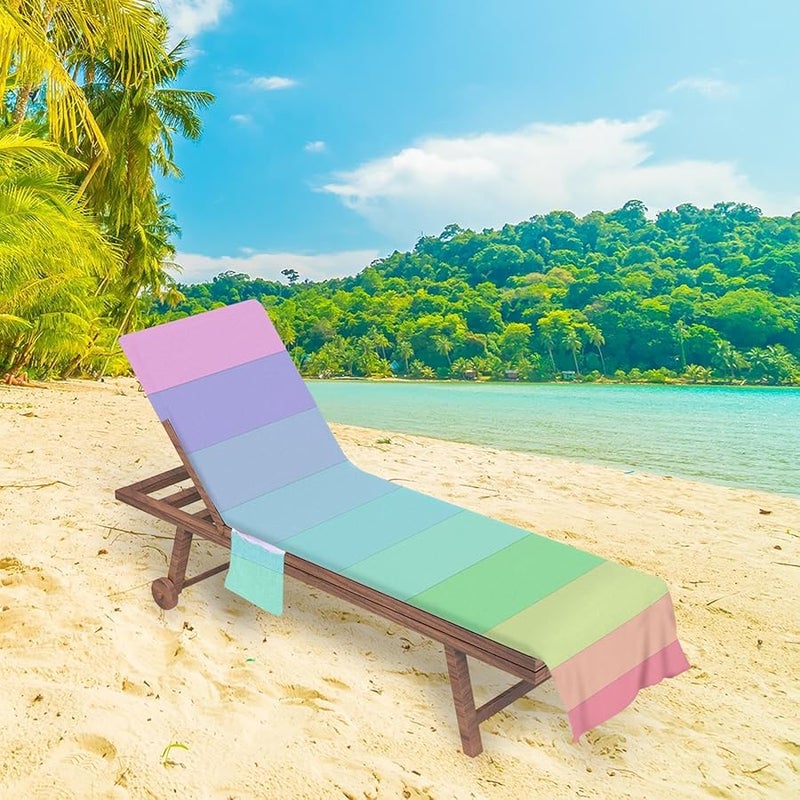Colorful White Microfiber Beach Chair Cover Towel with Pocket for Women Outdoor Hotel Lounge - Image 5